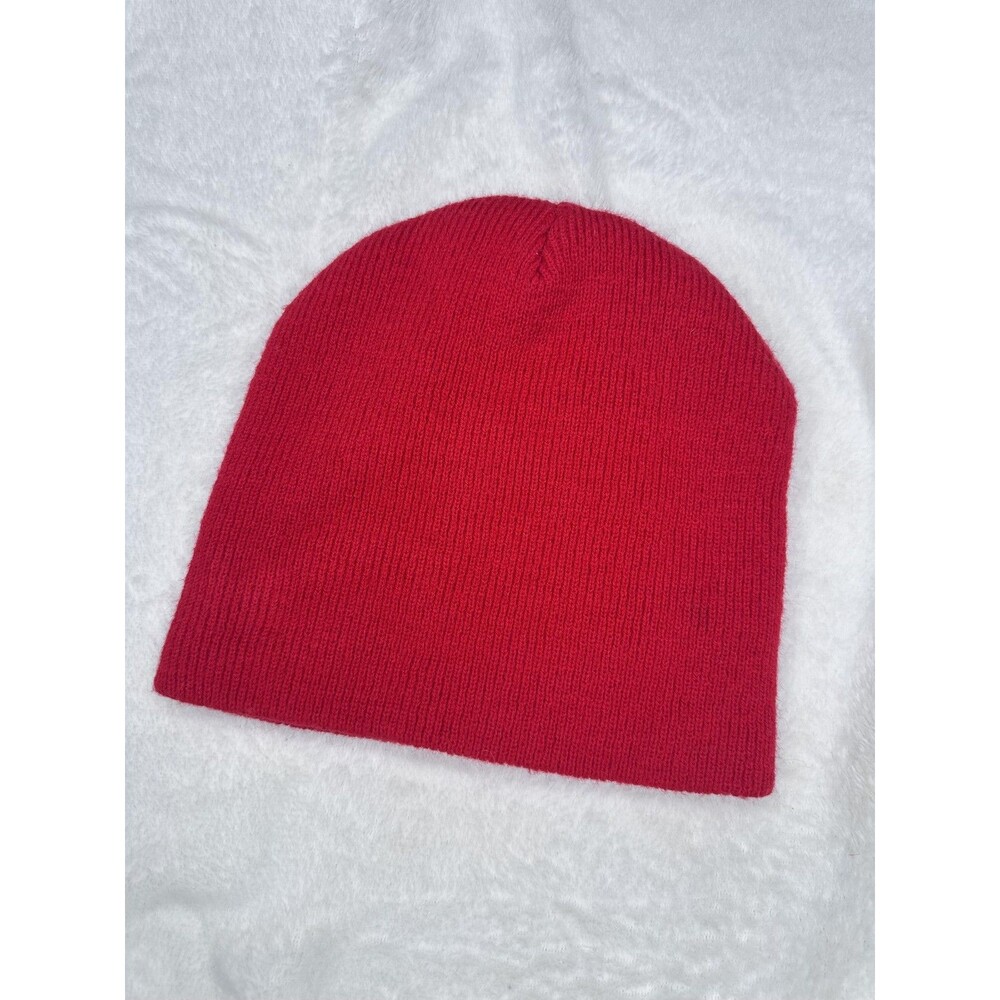 Sluggers Only Hat Beanie Mens One Size Red Knit Solid Winter Stretch Casual